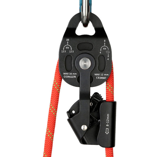 Peakseek Black Professional Lift Pulley 25KN Lift Ascender for Outdoor Rock Climbing/Heavy Transport