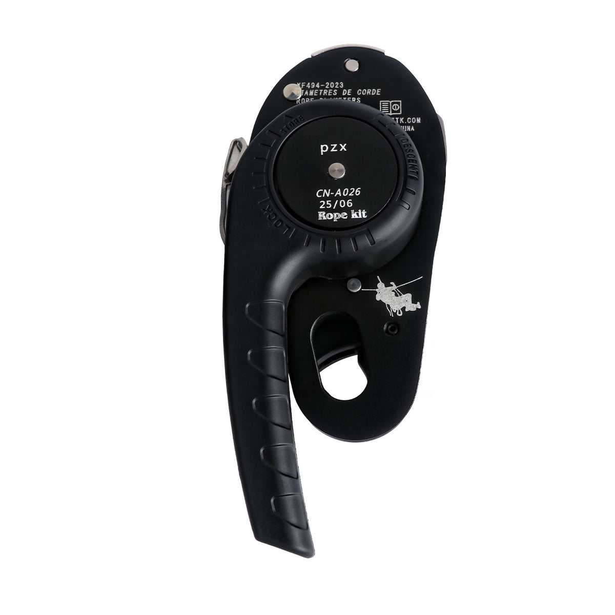 Peakseek Rock Climbing Protection Descent Device Outdoor Lift Descender 250KG Load for 9-12MM Ropes -Black