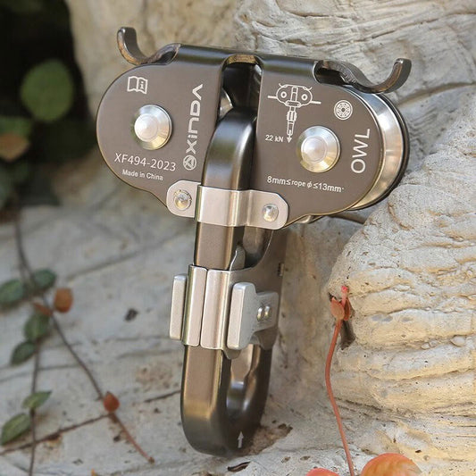 XINDA H-9751 OWL Pulley Twin Pulley 22KN Aluminum+Stainless Steel Crossing Zip-line Double Pulley for Outdoor Rock Climbing -Gray