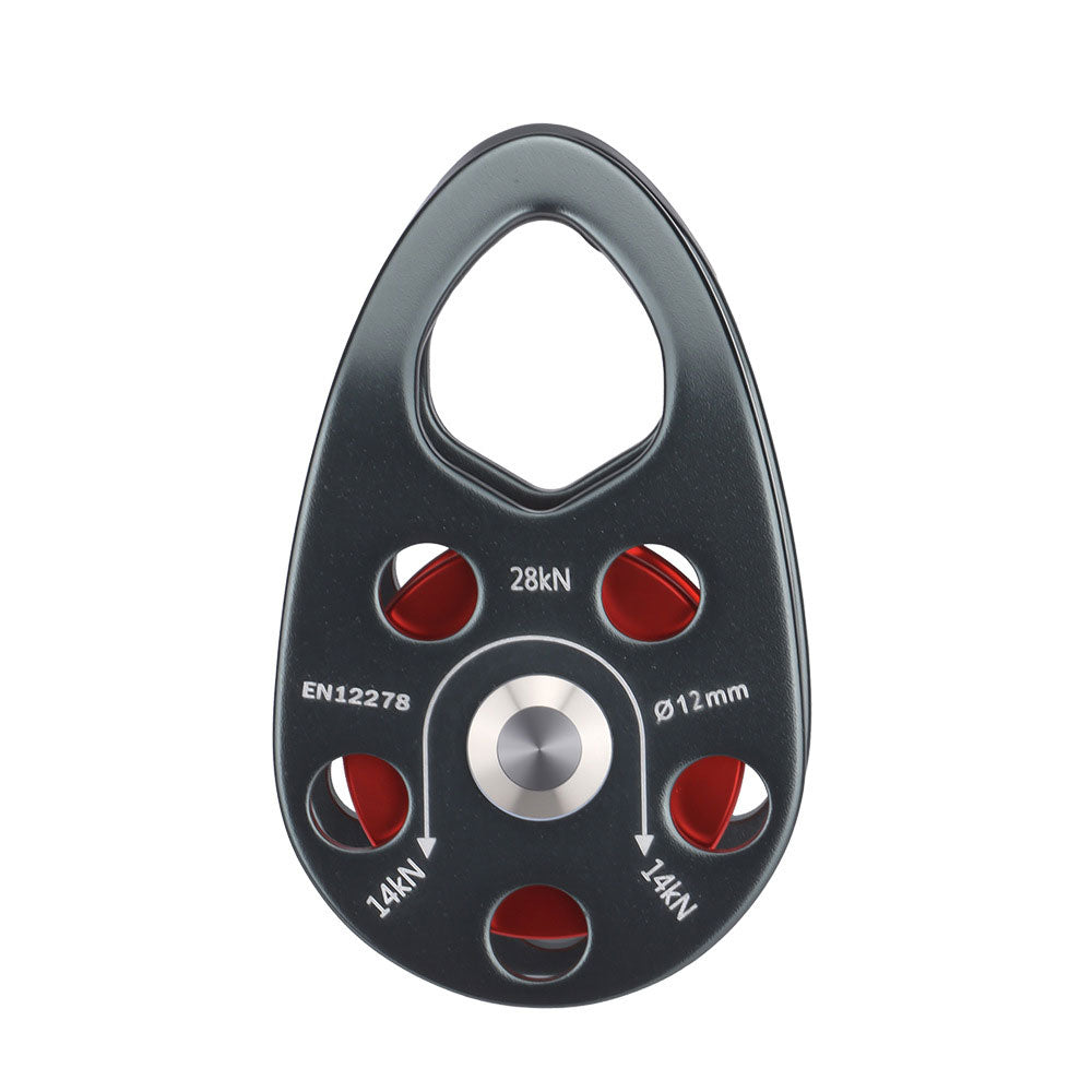 Peakseek Aluminum Alloy Side Swing Single Pulley 28KN Rock Climbing Pulley for 13MM Ropes Grey+Red