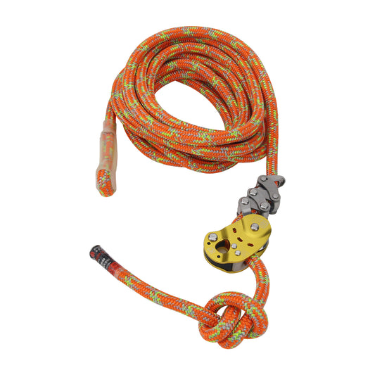 Arborist Rope Grab Fall Arrest Device Rope Ascender Descender with 12mm 5.8M (19FT) Orange Rope