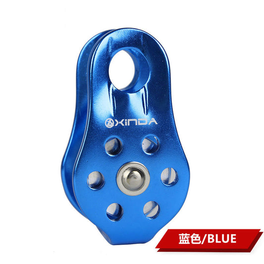 XINDA Blue XD-8610 Rock Climbing Pulley Aluminum Alloy Fixed Outdoor Single-sheaved Pulley with 20KN Static Tension