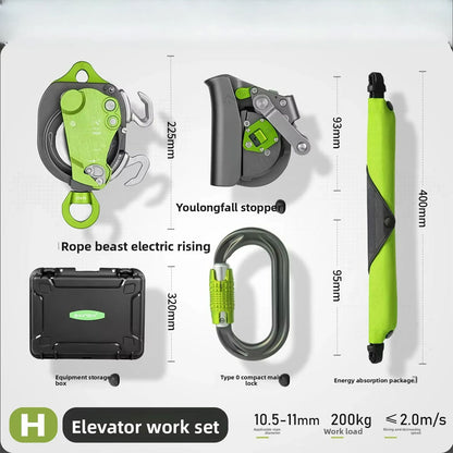 XINDA XDT8653 Electric Ascender Unidirectional Pulley Descender 200KG Lift Retarder for 10.5-11mm Rope Climbing