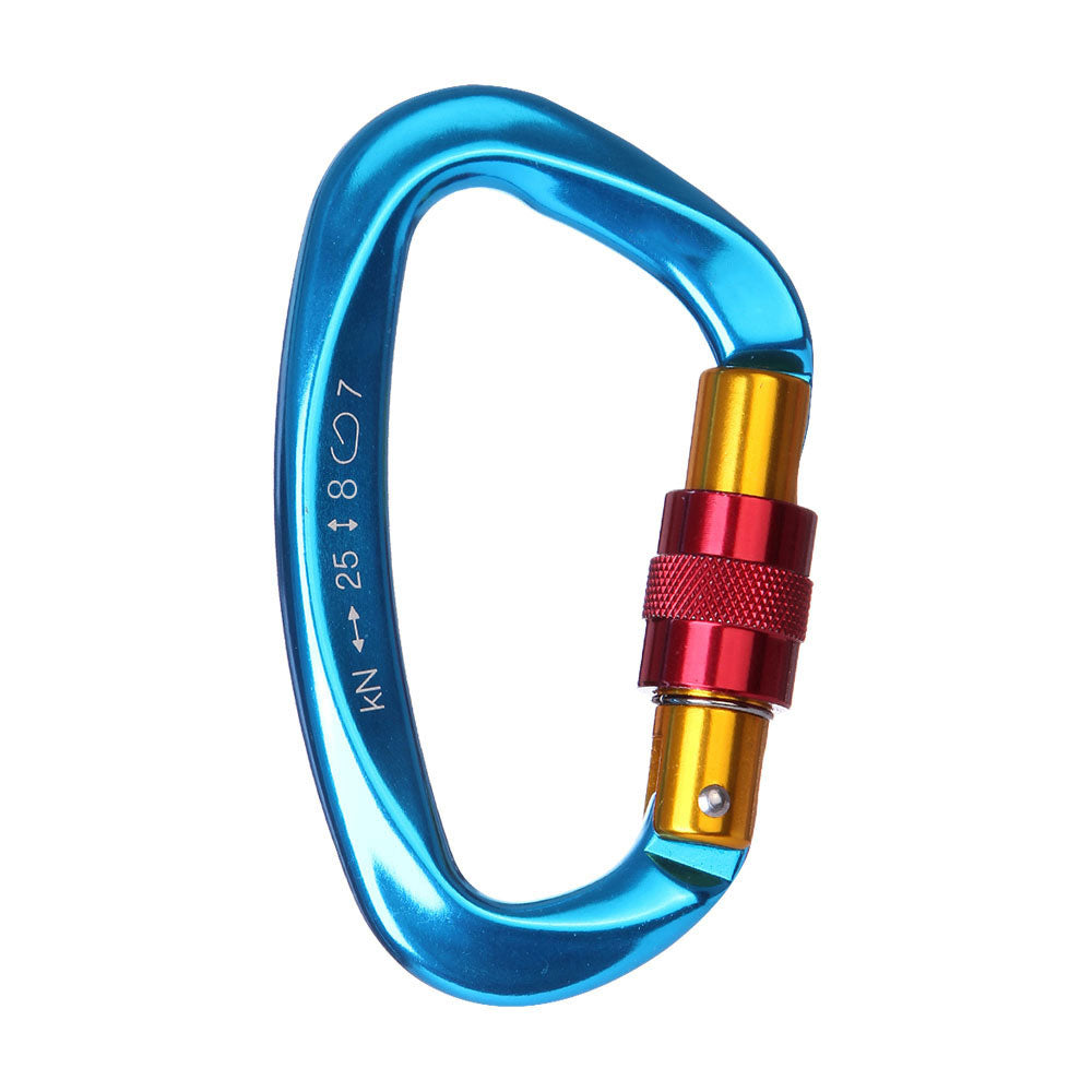 Peakseek XD-9628 Professional 25KN D-Shaped Rock Climbing Carabiner Screw-gate Lock Aluminum Alloy Carabiner (Blue)
