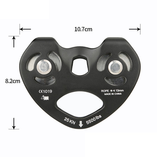 Peakseek Outdoor Rock Climbing Pulley 25KN Aluminum Alloy Twin Wheels Pulley for 8-13mm Ropes