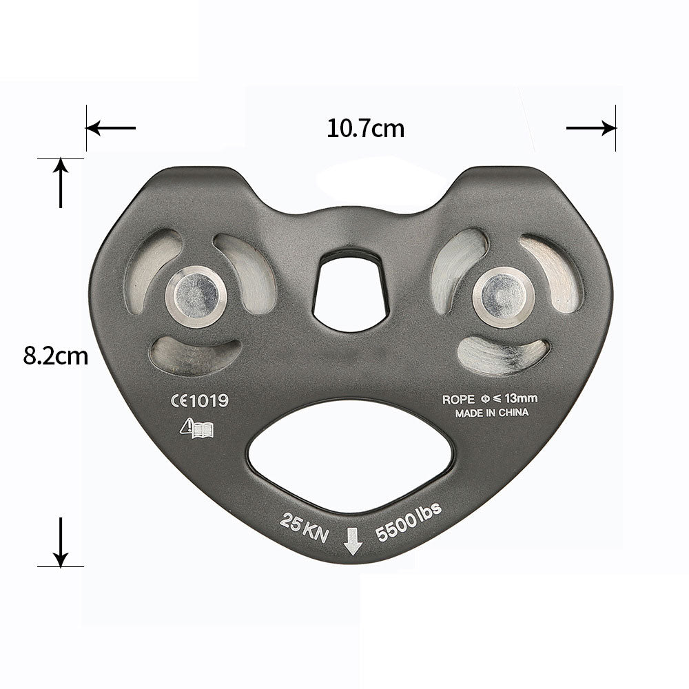 Peakseek Outdoor Rock Climbing Pulley 25KN Aluminum Alloy Twin Wheels Pulley for 8-13mm Ropes