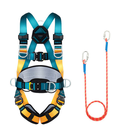 Peakseek Anti-fall Protection Harness Quick Insertion Five-point Full Body Safety Belt with Rope /Buckle Outdoor Rock Climbing