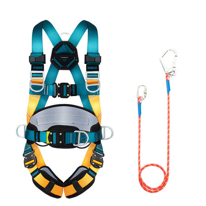 Peakseek Anti-fall Protection Harness Quick Insertion Five-point Full Body Safety Belt with Rope /Buckle Outdoor Rock Climbing