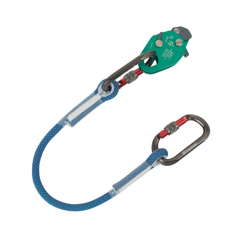A Version Dual-gear Adjustment Aluminum Alloy Fall Arrester Rock Climbing Anti-fall Protection Device with Lanyard and Carabiner