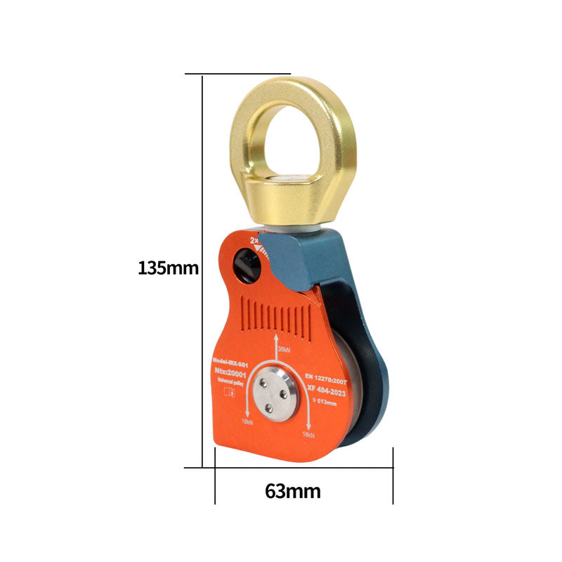Hanging Ring Type Universal Single Pulley 37KN Descender Rock Climbing Fall prevention Device XF494-2023