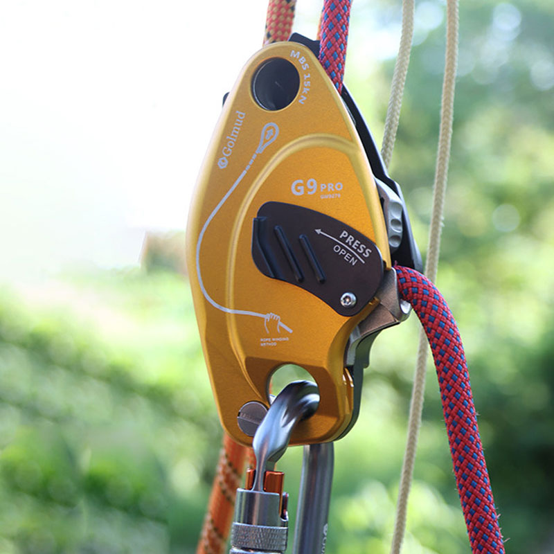 Golmud G9 Pro Manual Descender Device Anti-panic Rock Climbing Lift Retarder 250KG Load Capacity for 10.5MM Ropes