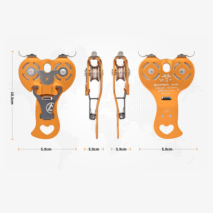 XD9789 Lightweight Sliding Cable Double Pulley 22KN 150KG Load for Outdoor Crossing Rock Climbing