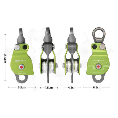 Peakseek H Series Universal Double Pulley 360-Degree Rotation Load 36KN f/ Outdoor Rock Climbing