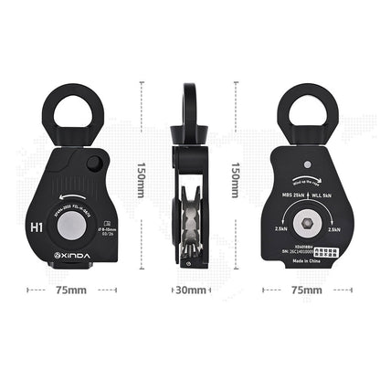 XINDA-6018 25KN Universal Rope Collector Safety Pulley High Efficiency Automatic Rope Retractor for 8-13MM Ropes