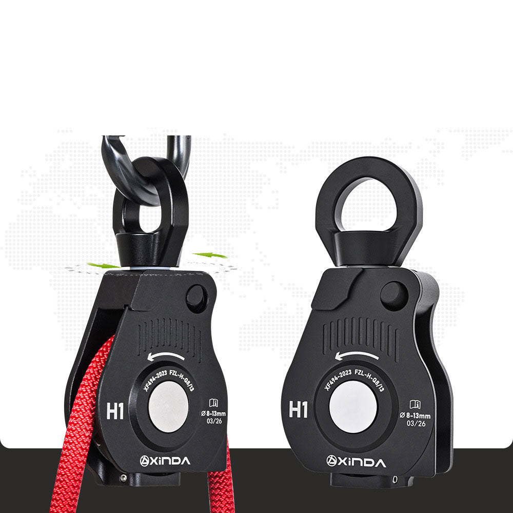 XINDA-6018 25KN Universal Rope Collector Safety Pulley High Efficiency Automatic Rope Retractor for 8-13MM Ropes