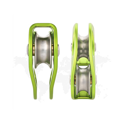 XINDA HH-9676 Mountaineer Rock Climbing Double Pulley 25KN Outdoor Crossing Twin Wheel Pulley for 8-13MM Ropes