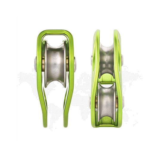 XINDA HH-9676 Mountaineer Rock Climbing Double Pulley 25KN Outdoor Crossing Twin Wheel Pulley for 8-13MM Ropes