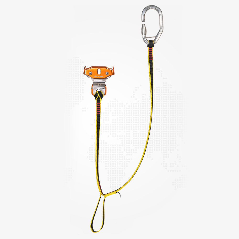 Peakseek XD-Q9667 Double Pulley 15KN Outdoor Rock Climbing Zipline Pulley with Carabiner and 65CM Cow Tail Sling