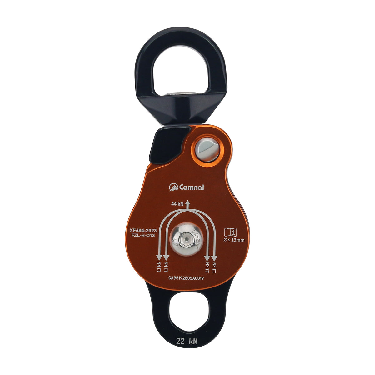 Aluminum Alloy Universal Double Pulley 44KN Outdoor Hiking Rope Climbing Pulley Support 13mm Ropes