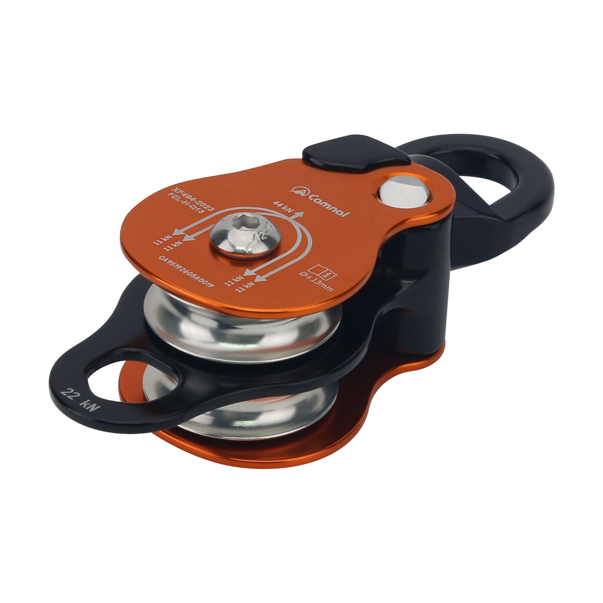Aluminum Alloy Universal Double Pulley 44KN Outdoor Hiking Rope Climbing Pulley Support 13mm Ropes