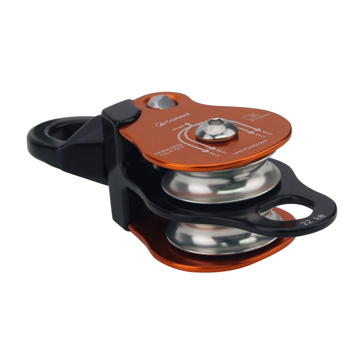 Aluminum Alloy Universal Double Pulley 44KN Outdoor Hiking Rope Climbing Pulley Support 13mm Ropes