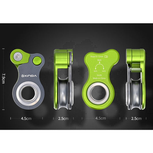 XINDA H-Series Aluminum Alloy Rope Grab Secondary Single Pulley 8KN Self-locking Pulley for 10-12MM Ropes