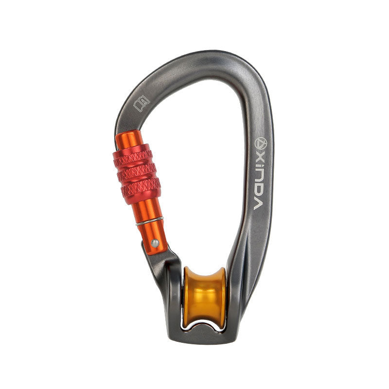 Peakseek XD-Q9755 Aluminum Alloy Outdoor Pulley Carabiner 20KN Rock Climbing Safety Buckle Hook (Screwgate)