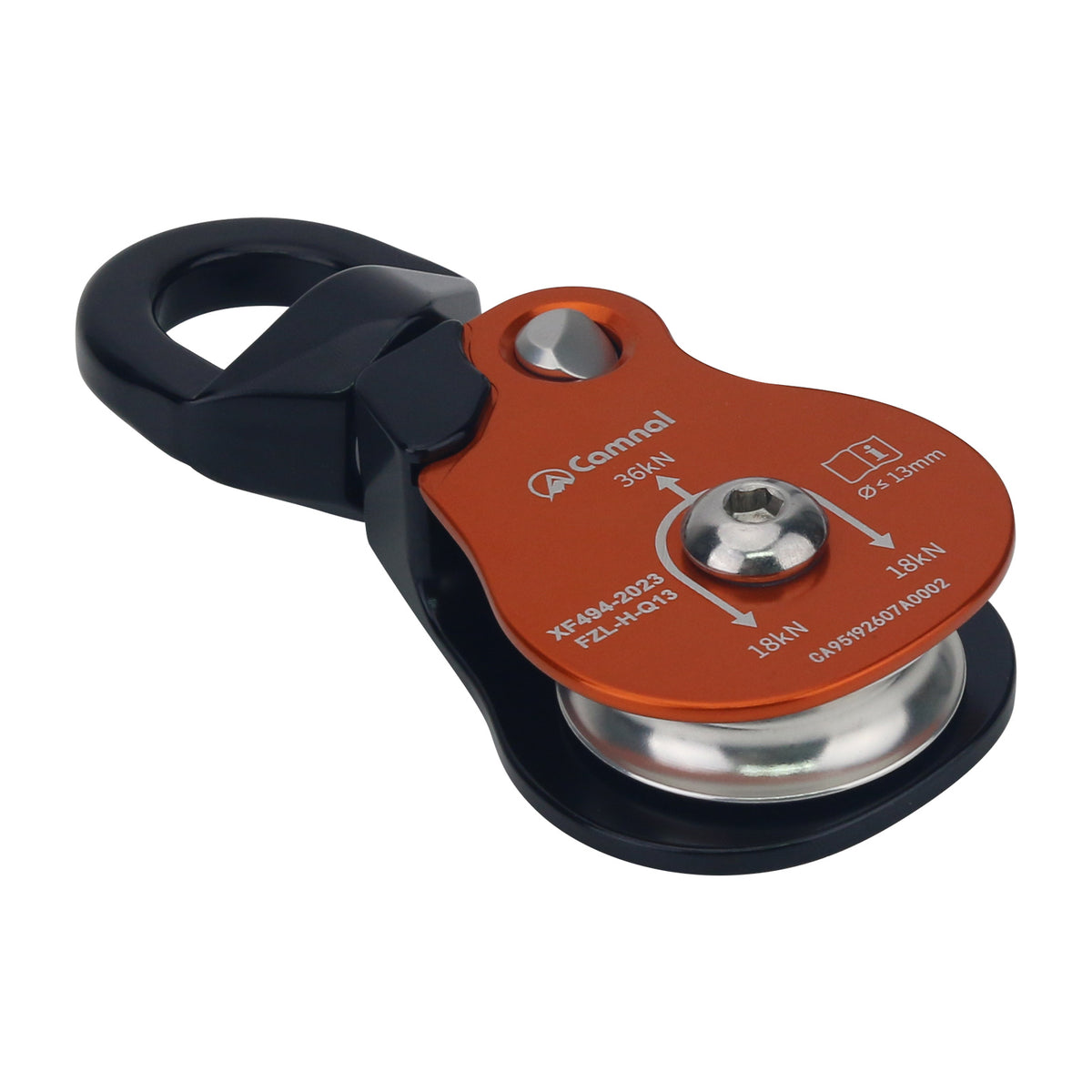 Aluminum Alloy Universal Single Pulley 36KN Outdoor Hiking Rope Climbing Pulley Support 13mm Ropes