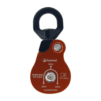 Aluminum Alloy Universal Single Pulley 36KN Outdoor Hiking Rope Climbing Pulley Support 13mm Ropes