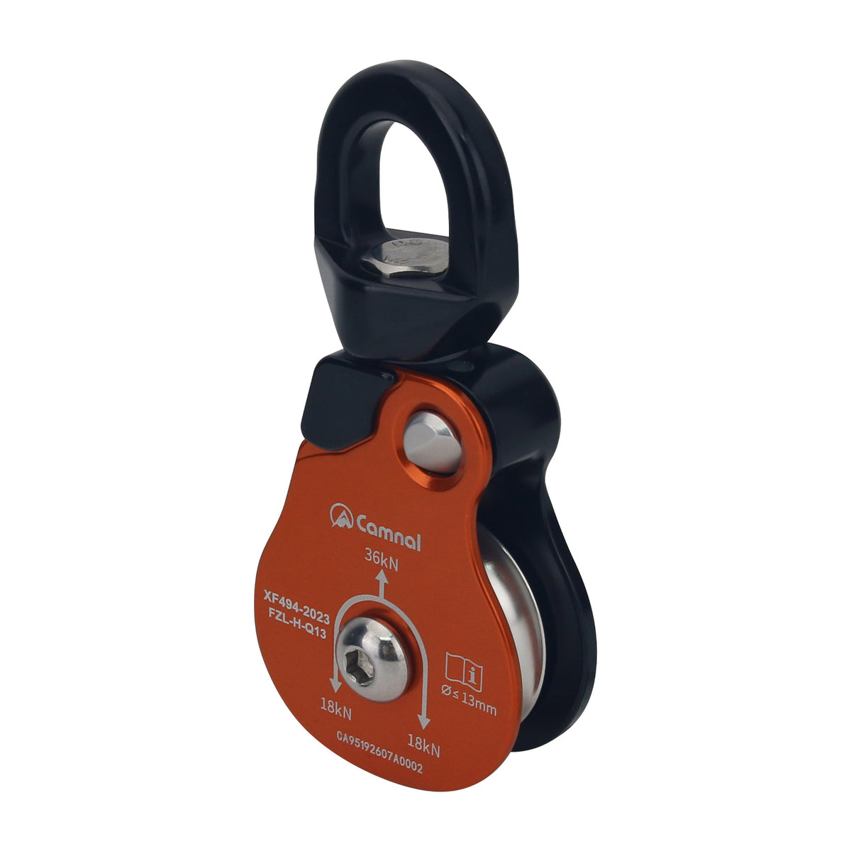 Aluminum Alloy Universal Single Pulley 36KN Outdoor Hiking Rope Climbing Pulley Support 13mm Ropes