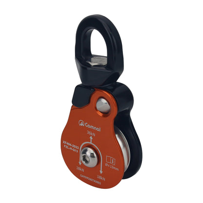 Aluminum Alloy Universal Single Pulley 36KN Outdoor Hiking Rope Climbing Pulley Support 13mm Ropes