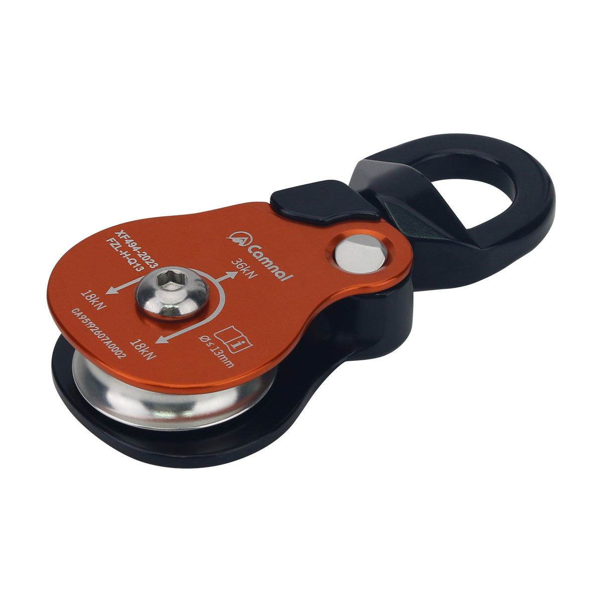 Aluminum Alloy Universal Single Pulley 36KN Outdoor Hiking Rope Climbing Pulley Support 13mm Ropes