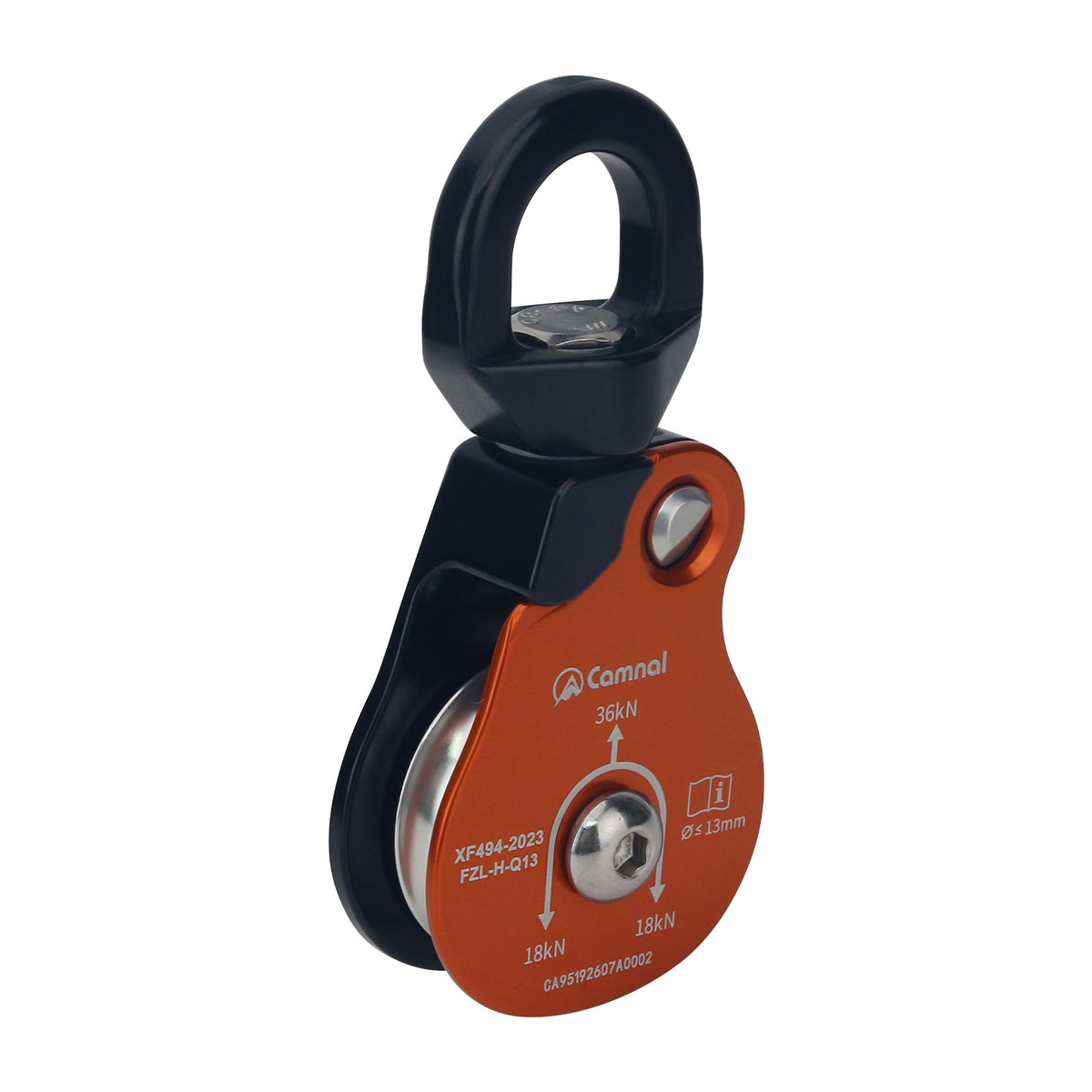 Aluminum Alloy Universal Single Pulley 36KN Outdoor Hiking Rope Climbing Pulley Support 13mm Ropes