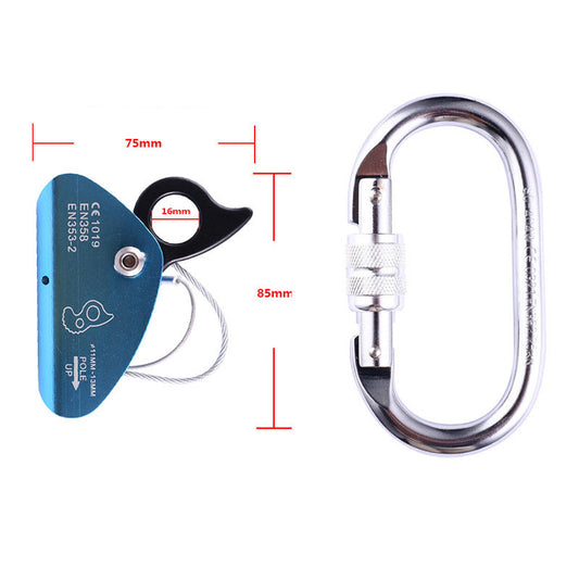 22KN Portable Rope Grab with Carabiner 220KG Outdoor Rock Climbing Self-locking Belay Device Support 11-13MM Ropes