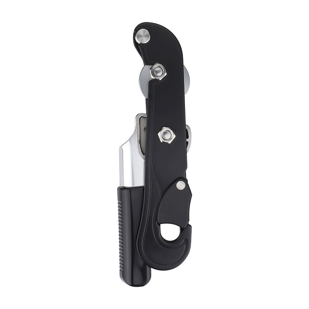 Black Outdoor Lift Descender 180KG Rock Climbing Lift Retarder Hand-control Abseiling Device Support Panic Function