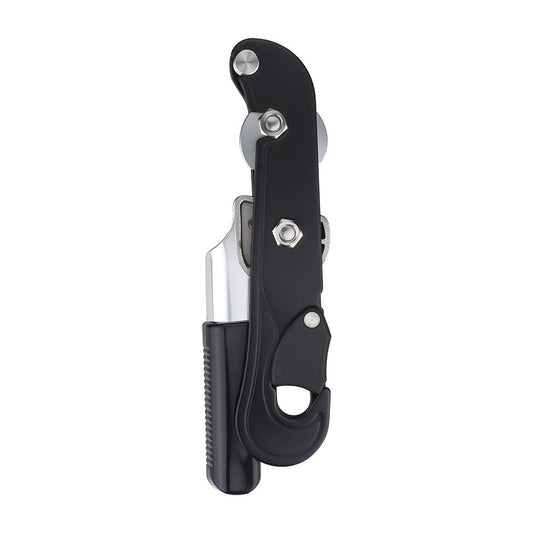 Black Outdoor Lift Descender 180KG Rock Climbing Lift Retarder Hand-control Abseiling Device Support Panic Function