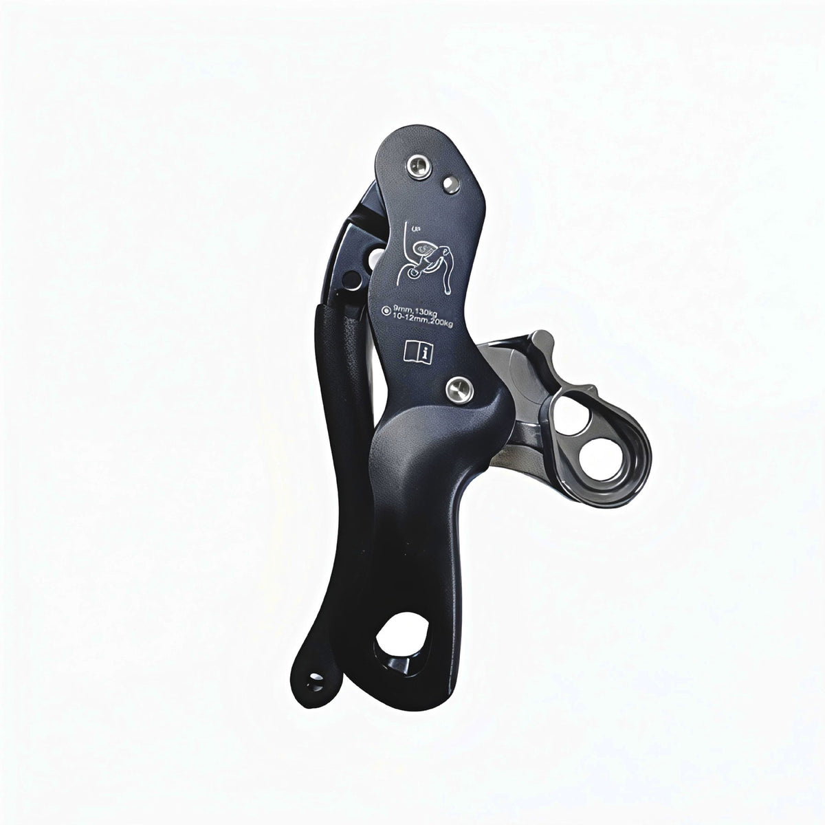 Black Portable Lightweight Manual Control Lift Descender 200KG Load Rock Climbing Lift Retarder Support Panic Function