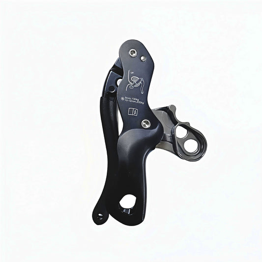 Black Portable Lightweight Manual Control Lift Descender 200KG Load Rock Climbing Lift Retarder Support Panic Function