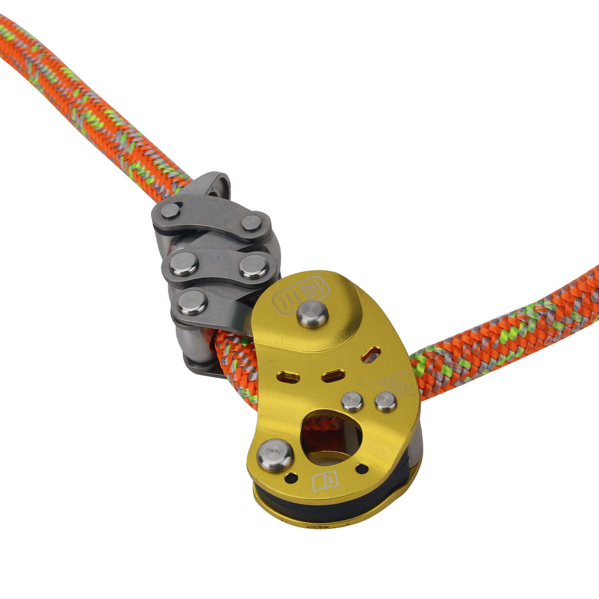 Arborist Rope Grab Fall Arrest Device Rope Ascender Descender with 12mm 5.8M (19FT) Orange Rope