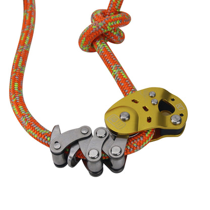 Arborist Rope Grab Fall Arrest Device Rope Ascender Descender with 12mm 5.8M (19FT) Orange Rope