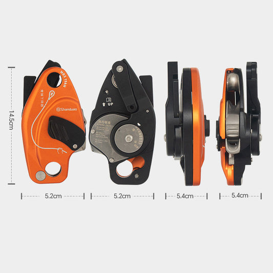 Peakseek Orange QF-DX2 Anti-panic Version Outdoor Rock Climbing Descender Manual Control 200KG Load for 10-12mm Ropes
